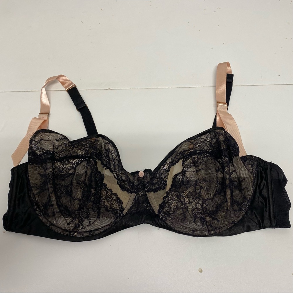 Cacique Black Lace Underwire Bra Size 44DD